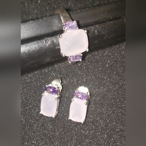 Amethyst and Moonstone? Sterling silver ring and earrings set